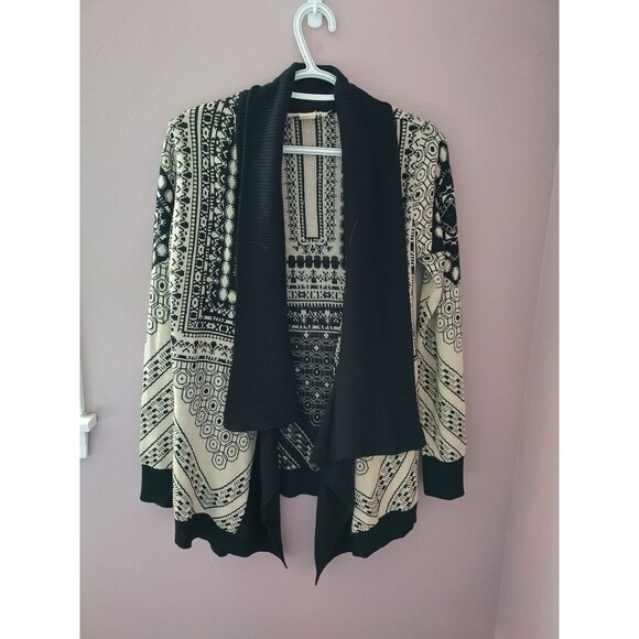 Staring at Stars Anthropologie Open Front Waterfall Knit Geometric Cardigan S - Picture 2 of 9